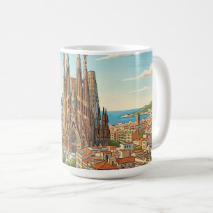 Mug Sagrada Familia Barcelone Espagne Voyage Art Vinta