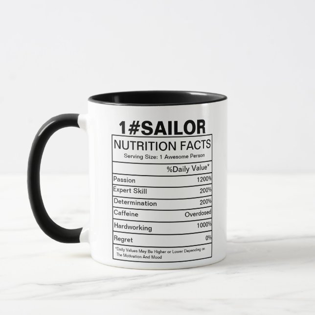 Mug Sailor Nutrition Facts, Cadeau pour la voile (Gauche)