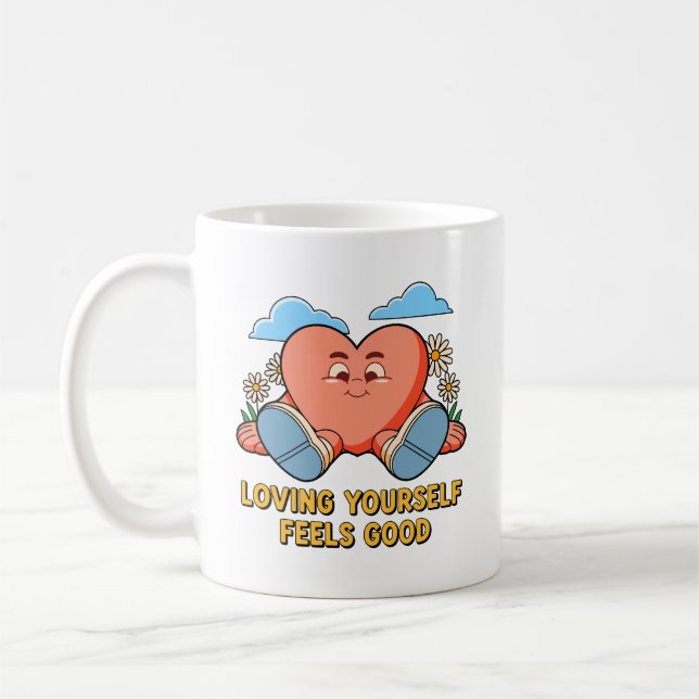 Mug S'aimer se sent bien Design de soins personnels (Gauche)
