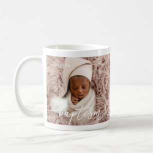 Mug Saint Baptême Élégant Moderne Chic Coeur Bébé Phot