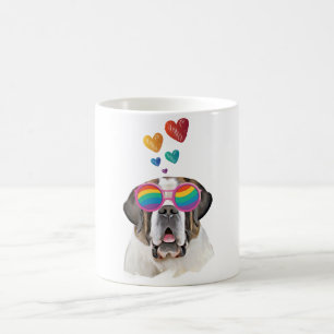 Mug Saint Bernard Chien avec Coeurs Saint-Bernard Sain
