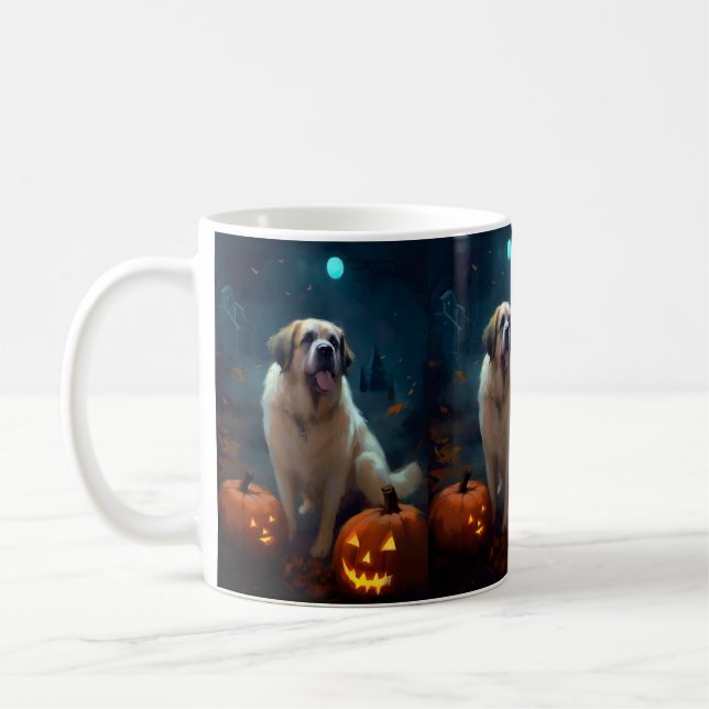 Mug Saint-Bernard d'Halloween avec citrouilles effraya (Gauche)