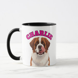 Mug Saint Bernard personnalisé gros chien langue sorti
