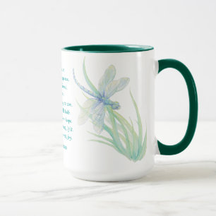 Mug Saint François d'Assise libellule en Aqua Bleu