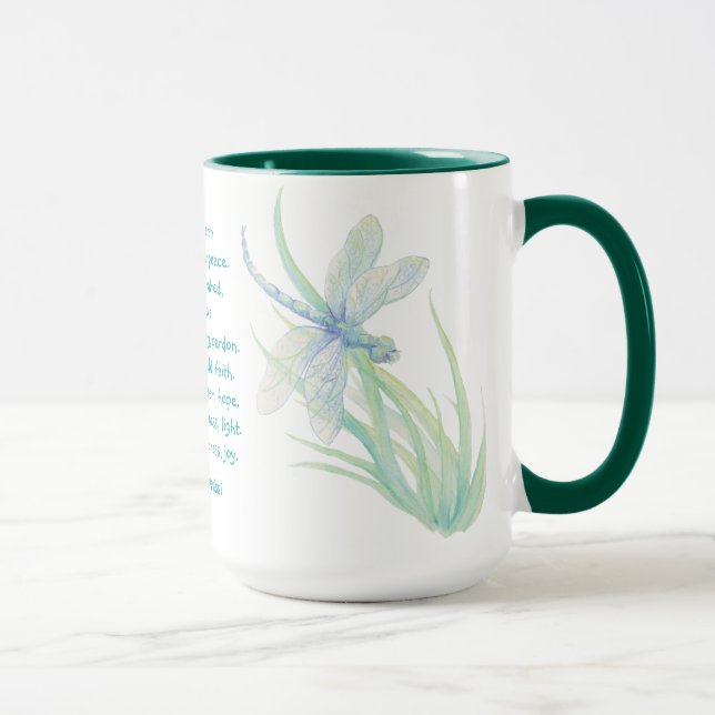 Mug Saint François d'Assise libellule en Aqua Bleu (Droite)