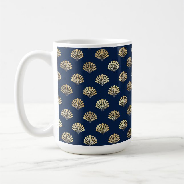 Mug Saint-Jacques d'or sur bleu (Gauche)