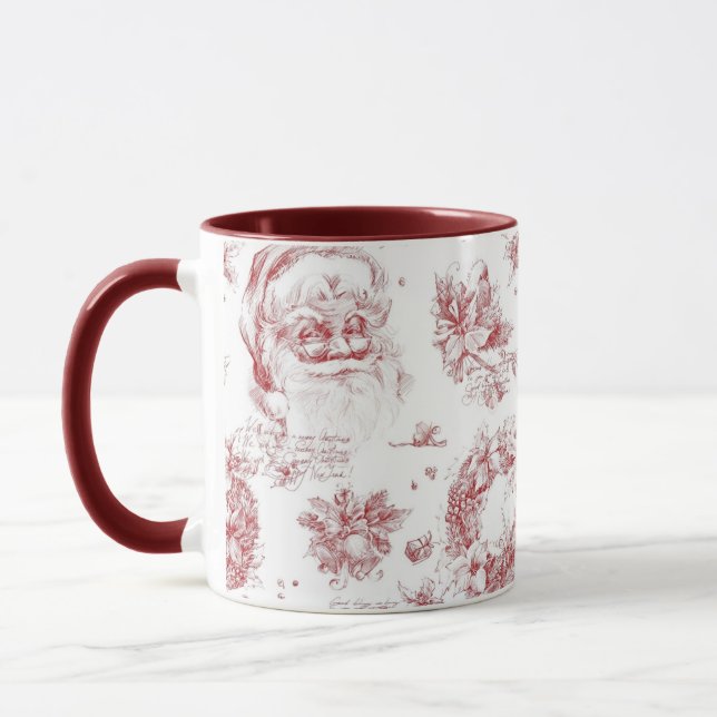 Mug Saint Nicolas Noël Pays Français Toile Rouge (Gauche)