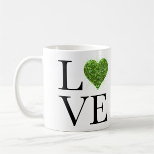 Mug Saint Patrick   Amour   coeur étincelant vert