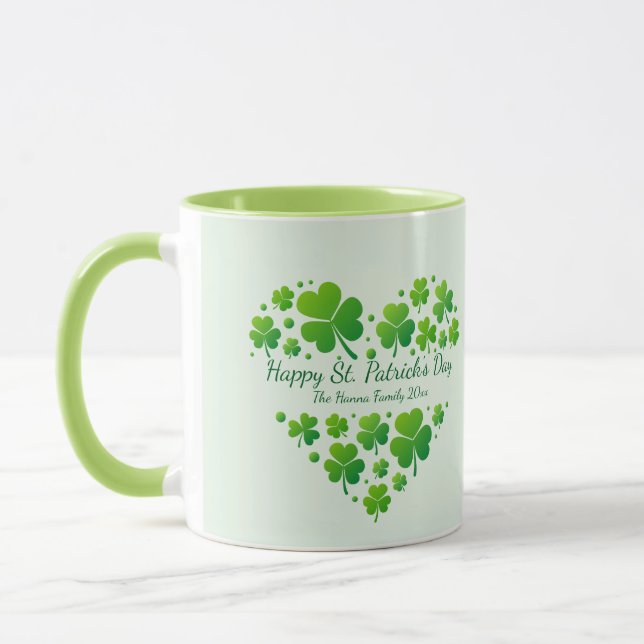 Mug Saint-Patrick Cadeau de famille cœur trèfle (Gauche)