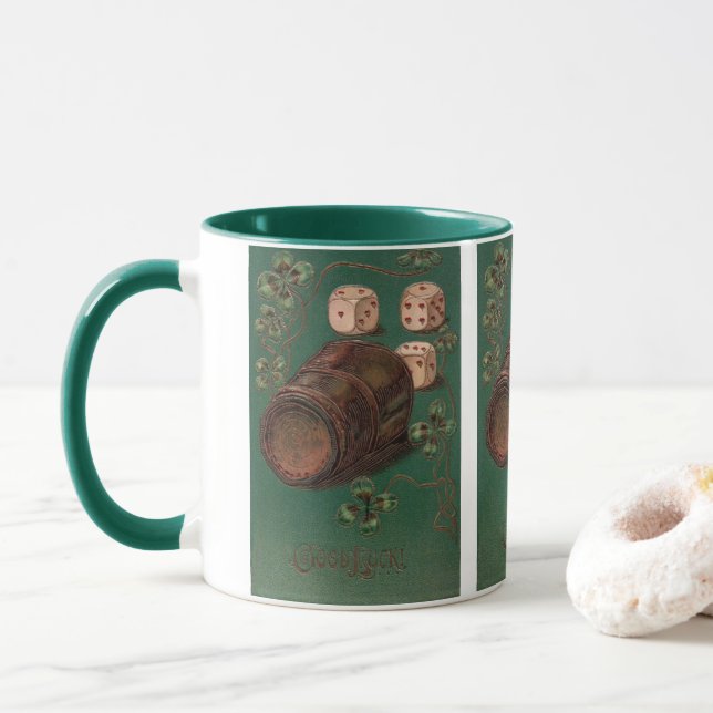 Mug Saint-Patrick vintage, Chance Irlandaise aux dés (Avec donut)