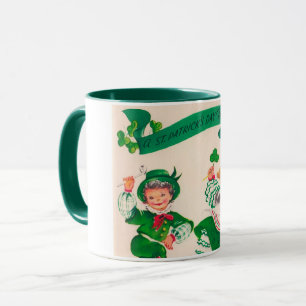 Mug Saint Patrick's Day Boy & Girl, Vintage