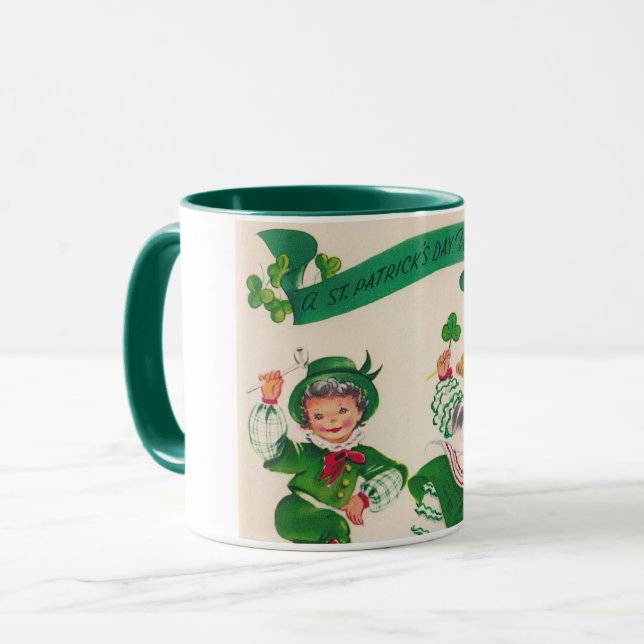 Mug Saint Patrick's Day Boy & Girl, Vintage (Devant gauche)