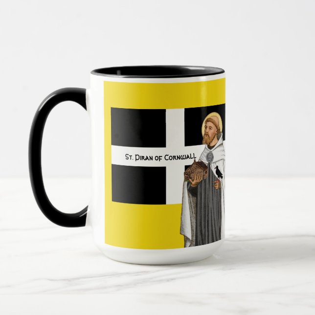 Mug Saint Piran de Cornwall (SAE 01) et son drapeau (Gauche)