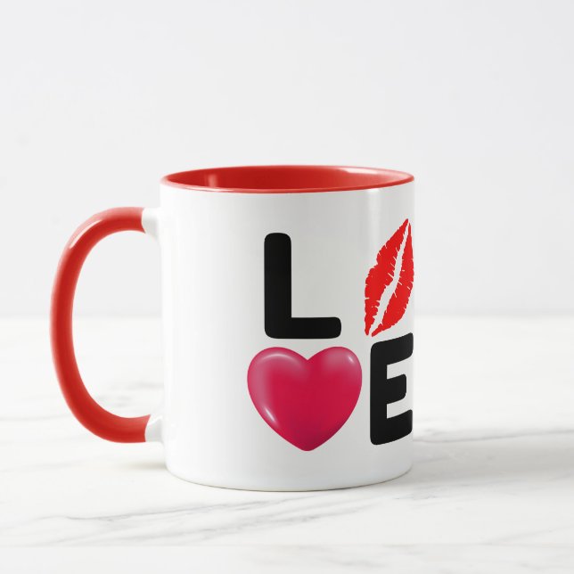 Mug Saint-Valentin AMOUR Baiser et Cœur (Gauche)