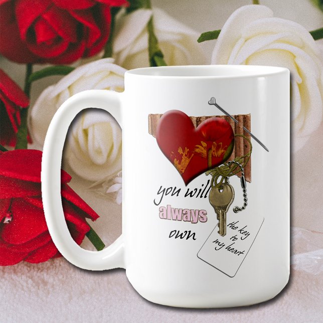 Mug Saint Valentin amour clé de mon coeur (A mug for your Valentine's hot beverages.)