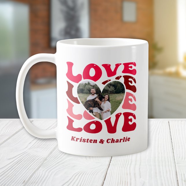 Mug Saint Valentin Amour Coeur Personnalisé Photo & No (Valentine's Day Love Heart Custom Photo & Names Coffee Mug
)