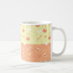 Mug Saint-Valentin Amour du coeur Écrit en orange jaun