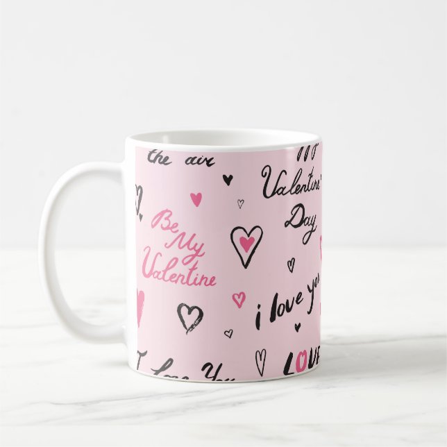 Mug Saint-Valentin : Arrière - plan "Je t'aime". (Gauche)