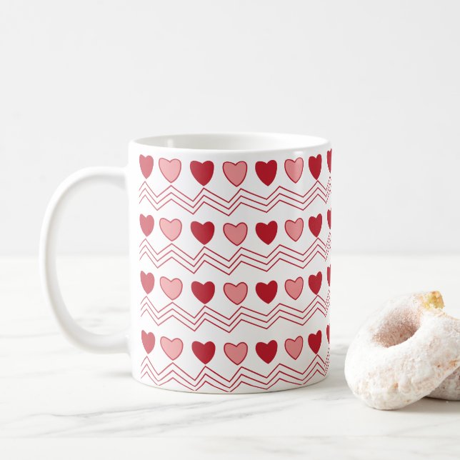 Mug Saint-Valentin aux Coeurs Roses rouges (Avec donut)