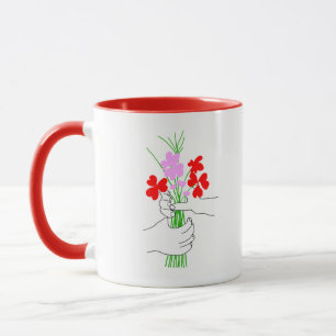 Mug Saint Valentin avec Bouquet de Fleurs en coeur