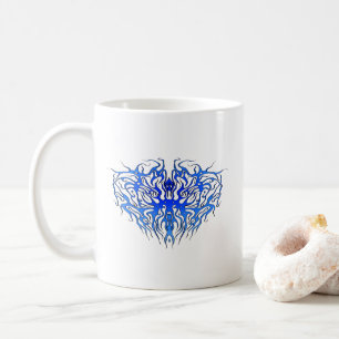 Mug Saint Valentin Bleu Coeur Tribal Tattoo
