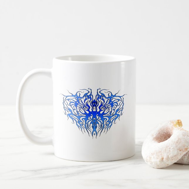 Mug Saint Valentin Bleu Coeur Tribal Tattoo (Avec donut)