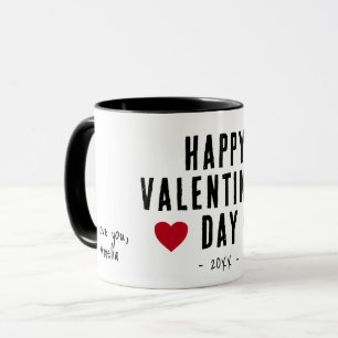 Mug Saint Valentin Bonne Fête Moderne Cœurs Rouges Pet