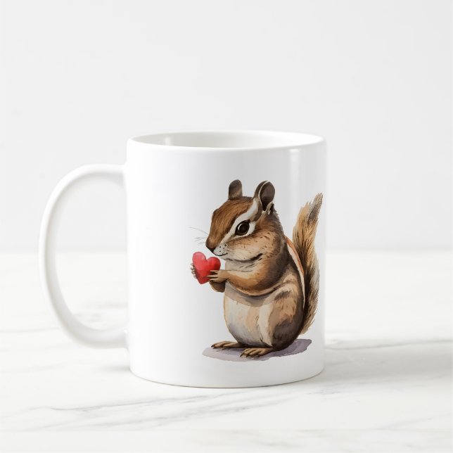 Mug Saint Valentin Chipmunk Holt a Heart (Gauche)