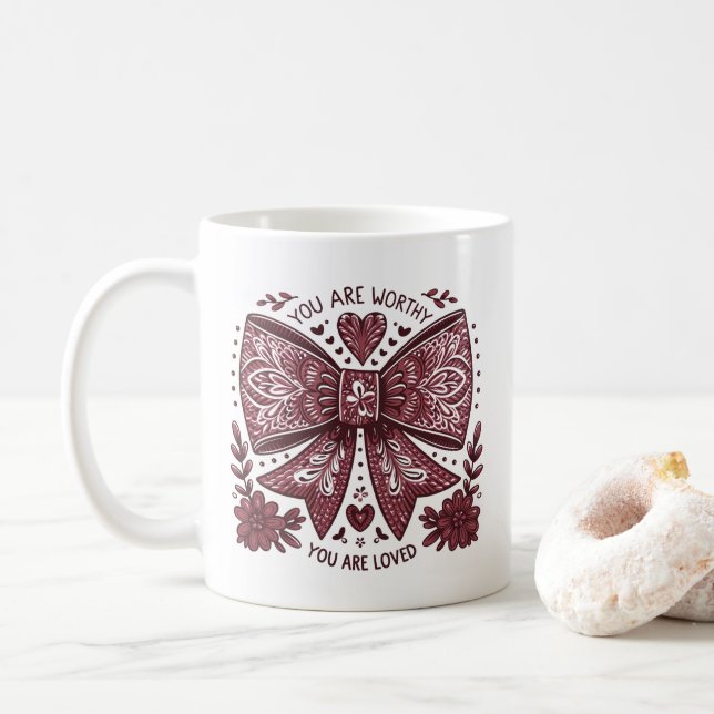 Mug Saint Valentin Chrétien Vous êtes digne Coquette (Avec donut)