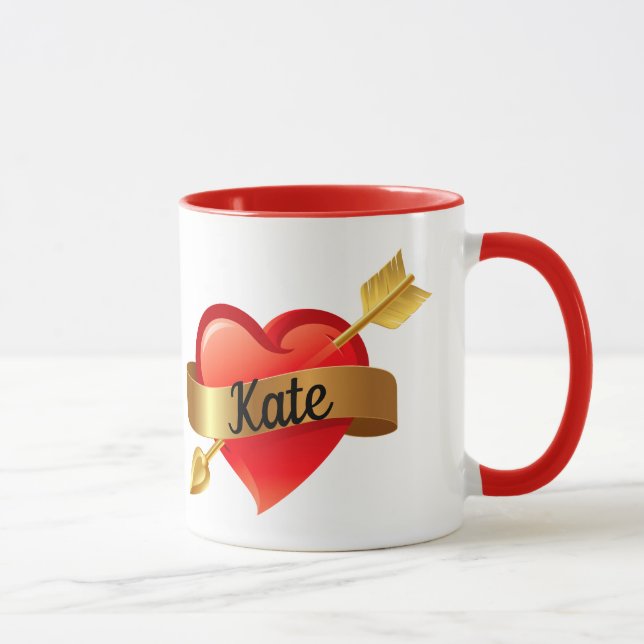 Mug Saint-Valentin Coeur rouge Personnalisé Nom de la  (Droite)