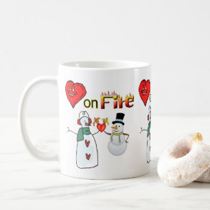 Mug Saint Valentin Coeurs Coeur Feu de neige Snowman