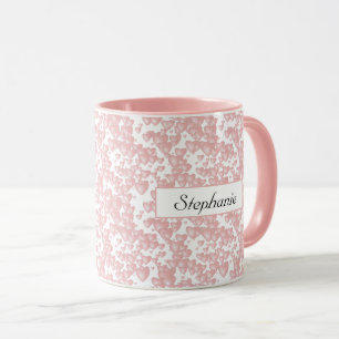 Mug Saint-Valentin Coeurs flottantes roses Nom du Moti