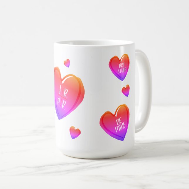 Mug Saint-Valentin Coeurs mignons Couple Couple sur me (Devant droit)