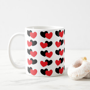 Mug Saint-Valentin Coeurs noirs rouges