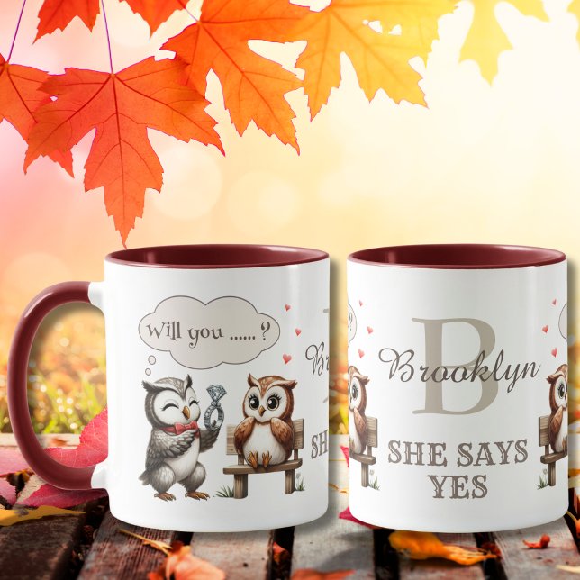 Mug Saint-Valentin Couple d'hiboux mignons Proposition (Créateur téléchargé)