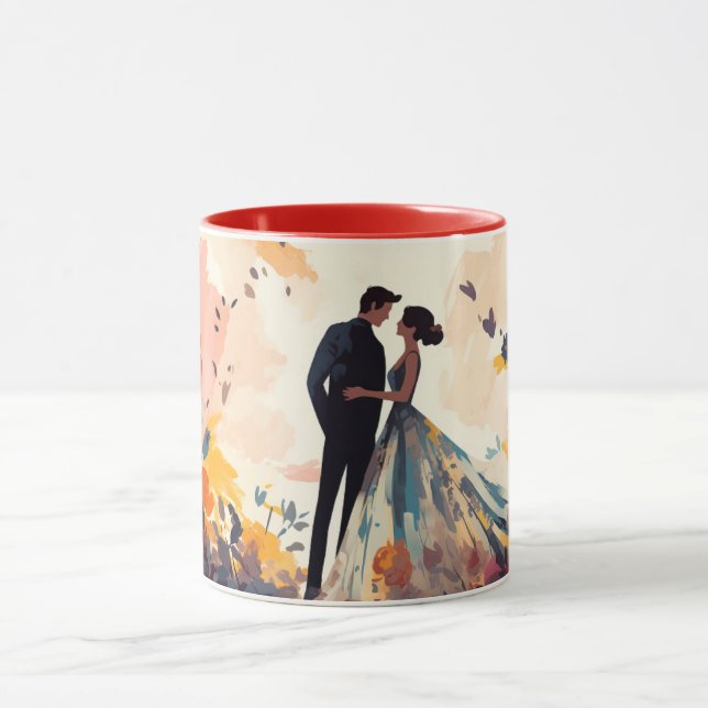 Mug Saint-Valentin Couple Romantique Silhouette Amour (Centre)