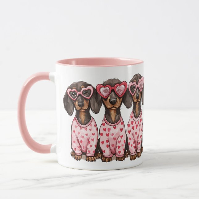 Mug Saint-Valentin de chiens saucisses (Gauche)