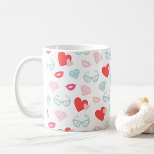 Mug Saint Valentin Diamants Coeurs Baisers Rose