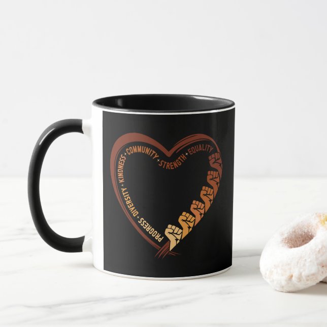 Mug Saint-Valentin du Mois de l'Histoire des Noirs Amé (Avec donut)