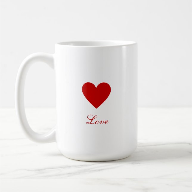 Mug Saint-Valentin Élégant Cœur Rouge Amour (Gauche)