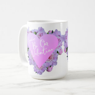 Mug Saint Valentin Fleurs de Coeur violet rose élégant