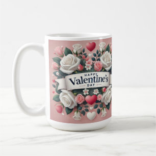 Mug Saint Valentin Floral Coeur Design