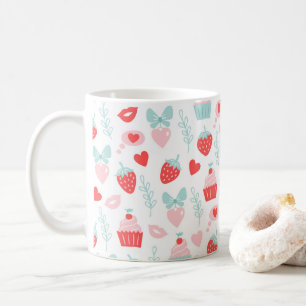 Mug Saint Valentin Fraise Baisers Cupcakes Coeurs