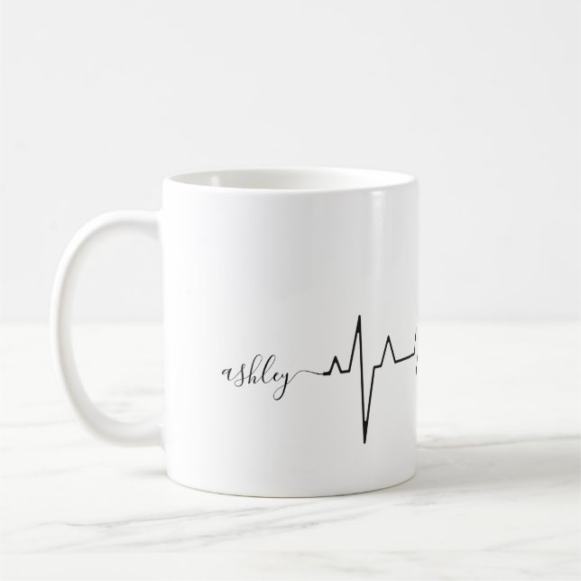 Mug Saint Valentin Heartbeat mignon berger allemand Co (Gauche)