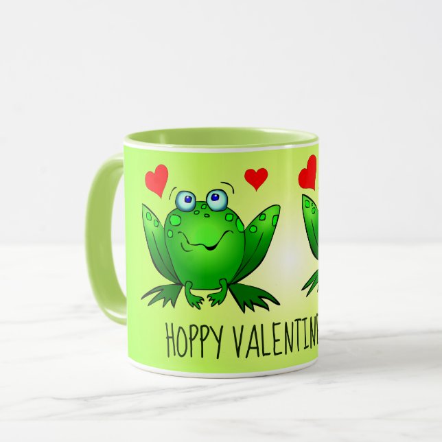 Mug Saint-Valentin Hoppy Cœurs de Grenouilles Mignonne (Devant gauche)