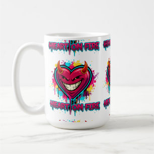 Mug Saint-Valentin Moderne Diabolique Cœur en Feu Styl