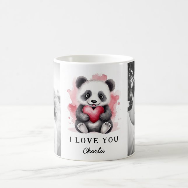 Mug Saint Valentin panda mignon tenant nom du coeur ph (Centre)