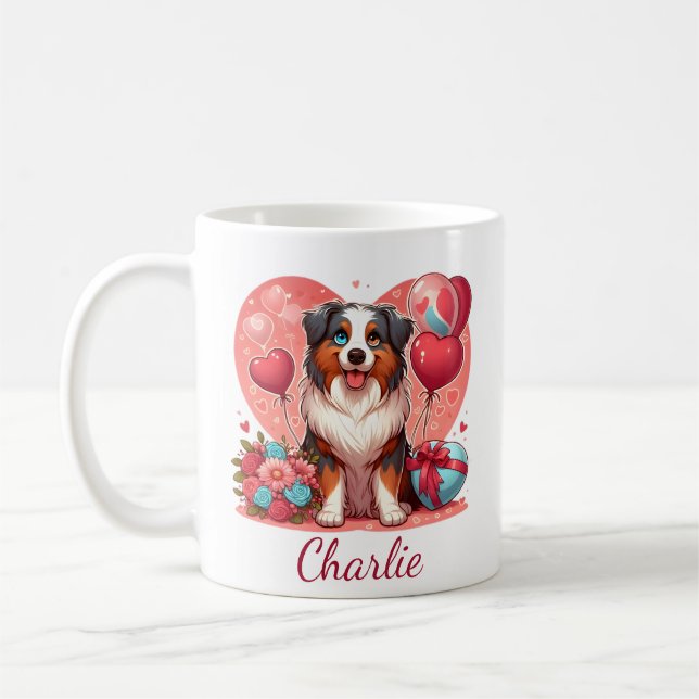 Mug Saint-Valentin personnalisé Berger Australien  (Gauche)