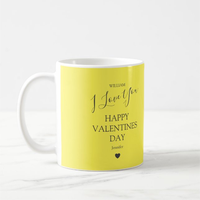 Mug Saint-Valentin Photo Moderne Gris Et Jaune (Gauche)