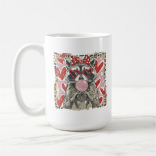 Mug Saint Valentin raton laveur léopard vintage drôle